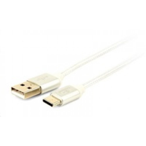GEMBIRD Kabel CABLEXPERT USB na USB-C kabel (AM/CM), 1,8m, opletený, stříbrný, blister