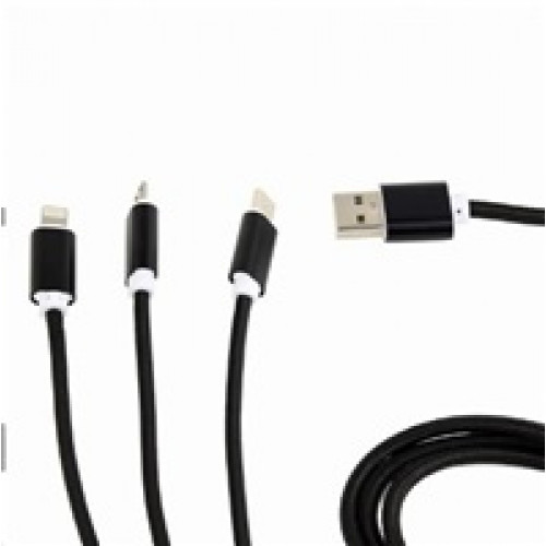 GEMBIRD Kabel CABLEXPERT USB A Male/Micro B + Type-C + Lightning, 1m, opletený, černý, blister