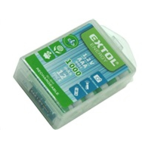 Baterie nabíjecí, 12ks, AAA (HR03), 1,2V, 1000mAh, NiMh