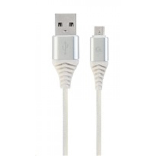 GEMBIRD Kabel CABLEXPERT USB 2.0 AM na MicroUSB (AM/BM), 1m, opletený, bílo-stříbrný, blister, PREMIUM QUALITY