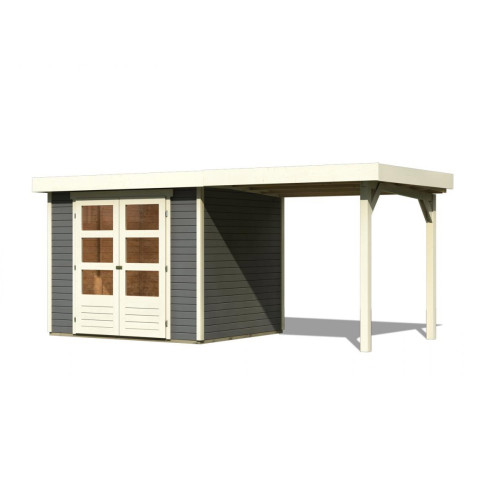 dřevěný domek KARIBU ASKOLA 4 + přístavek 240 cm (92070) terragrau LG1719