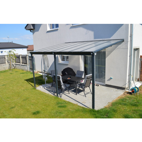 hliníková pergola LANITPLAST WALL 43 antracit + čirý PC LG2123