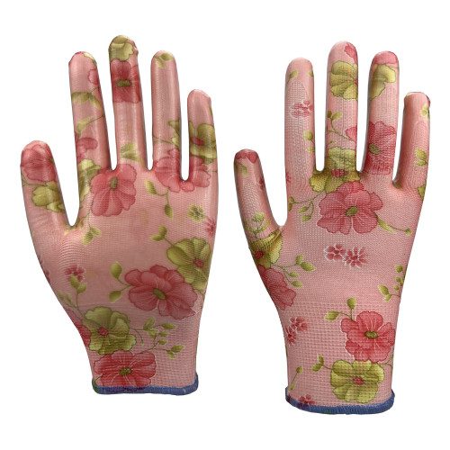 Garvia Rukavice zahradní vel. 8 NITRILE flowers pink