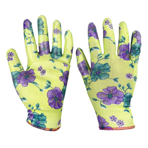 Garvia Rukavice zahradní vel. 9 NITRILE flowers green
