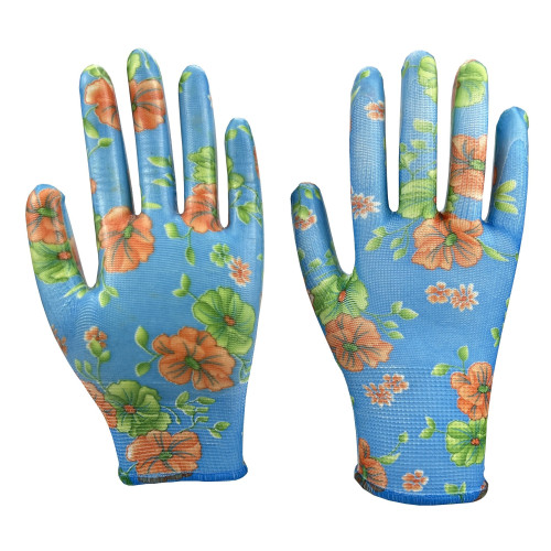 Garvia Rukavice zahradní vel. 10 NITRILE flowers blue
