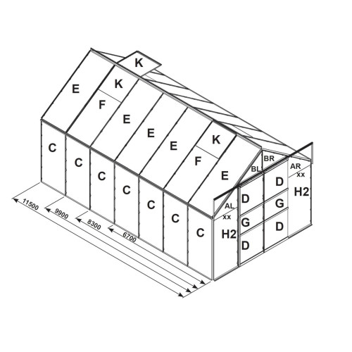 náhradní prosklení pro skleník VITAVIA URANUS 8300 PC 4 mm LG2539