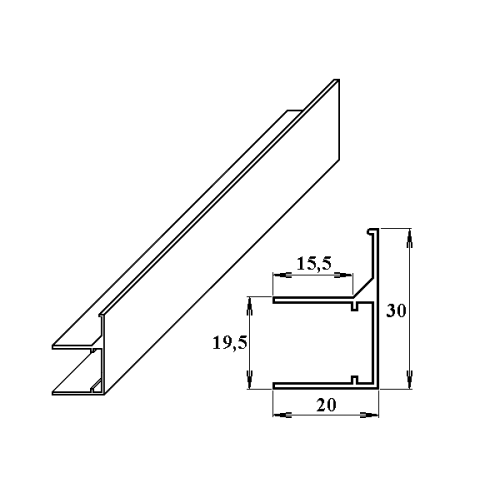 AL ukončovací/okrajový U/F-profil 16 mm LG2593