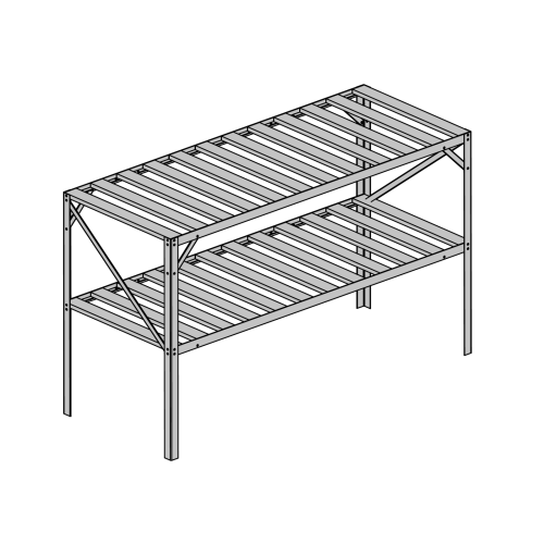 AL regál LANITPLAST 130x50 cm dvoupolicový stříbrný GSB2 LG2632