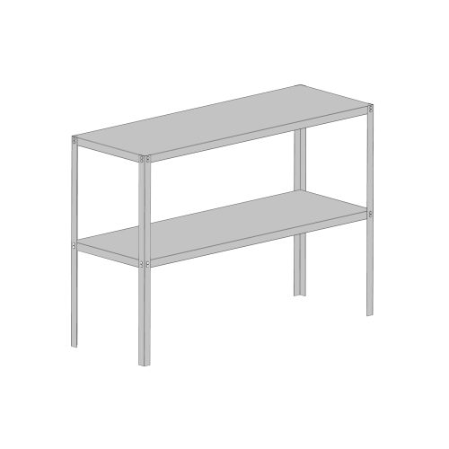 ocelový regál LANITPLAST 115x40 cm dvoupolicový stříbrný GSD2 LG2640