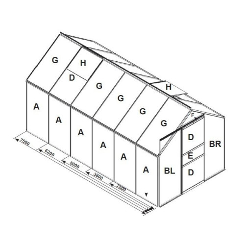 náhradní prosklení pro skleník VITAVIA VENUS 2500 PC 6 mm LG3059