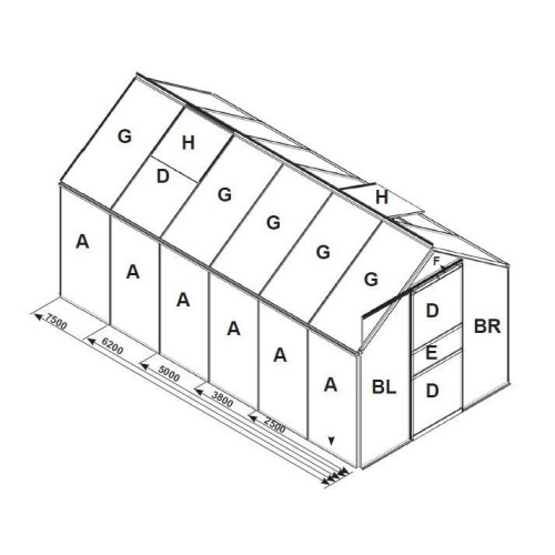 náhradní prosklení pro skleník VITAVIA VENUS 3800 PC 6 mm LG3061