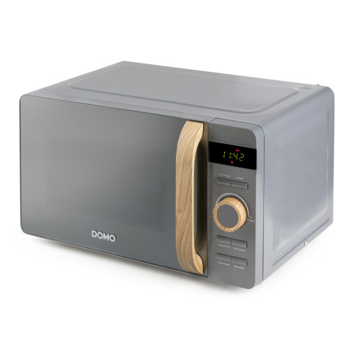 Mikrovlnná trouba - šedá - WOOD YOU - DOMO DO3420, Objem: 20 l, Talíř: 25,5 cm, Výkon: 700 W