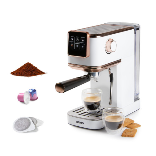 Espresso kávovar 3v1 - pákový, na pody i na kapsle - DOMO DO746K, 1 350 W, 20 Bar, nádržka na vodu 1,1 litru