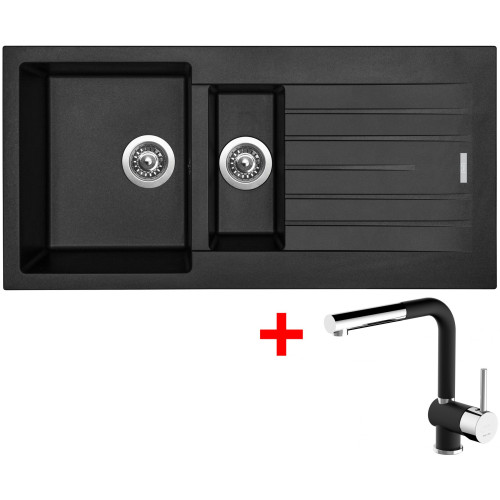 Sinks PERFECTO 1000.1 Pureblack + Mix 3 P GR N6