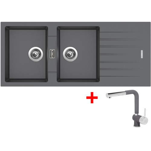 Sinks PERFECTO 1160 DUO Titanium + Mix 3 P GR