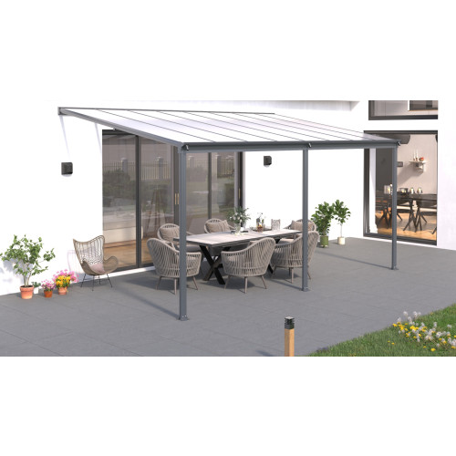 hliníková pergola LANITPLAST WALL 43 FSX antracit + čirý PC LG4313
