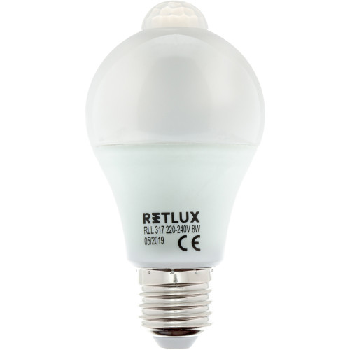 RETLUX RLL 317 A60 E27 PIR žárovka 8W WW