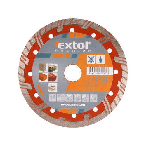 Kotouč diamantový řezný TURBO PLUS - suché i mokré řezání, O 115x22,2x2mm