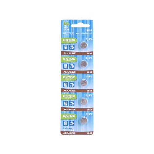 Baterie alkalické, 5ks, 1,5V (LR44)