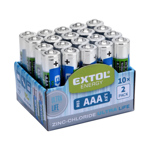 Baterie zink-chloridové, 20ks, 1,5V AAA (R03)