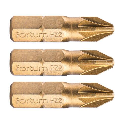 Hrot křížový pozidriv, sada 3ks, PZ 2x25mm,titan. úprava, S2