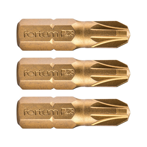 Hrot křížový pozidriv, sada 3ks, PZ 3x25mm,titan. úprava, S2