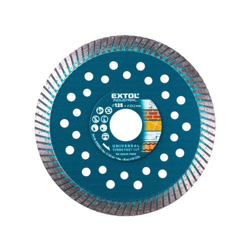 Kotouč diamantový řezný, turbo Fast Cut, suché i mokré řezání, O 125x22,2x2mm