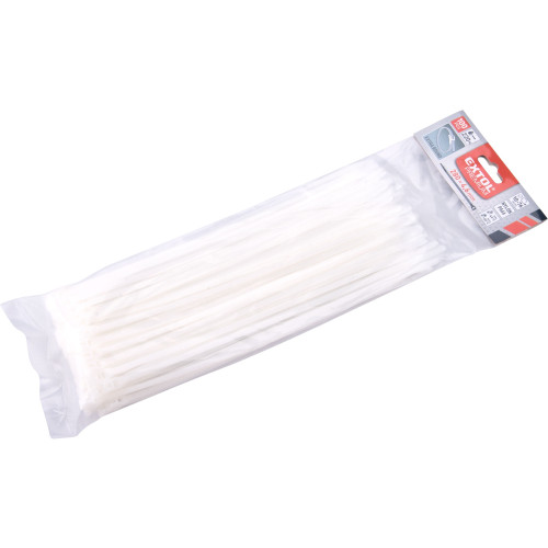 Pásky stahovací na kabely EXTRA, bílé, 280x4,6mm, 100ks, nylon PA66