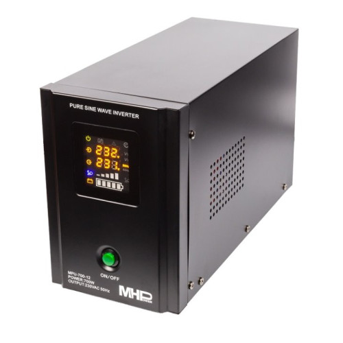 Napěťový měnič MHPower MPU-700-12 12V/230V, 700W, funkce UPS, čistý sinus