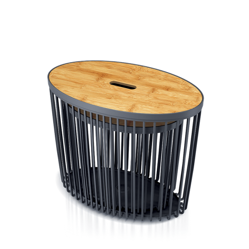 Set Prosperplast 2 univerzálních oválných košů s bambusovými víky CLUBO 30+55l antracit 