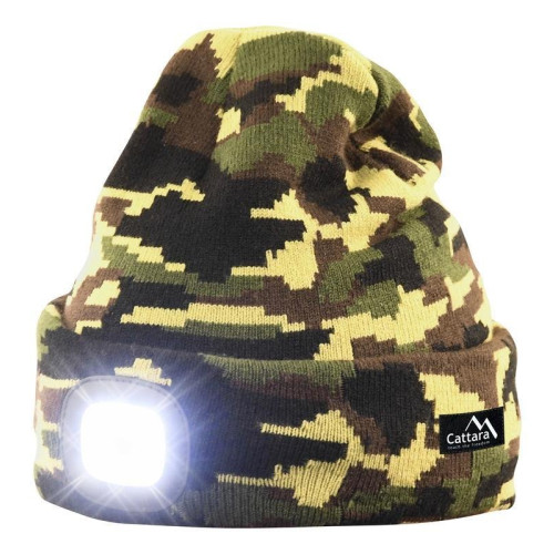 LED čelovka Cattara čepice ARMY s LED svítilnou USB nabíjení