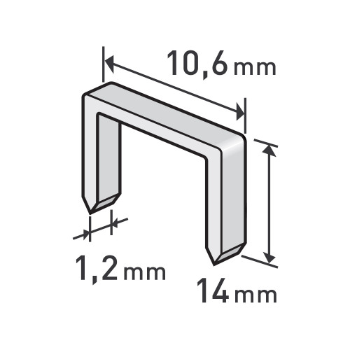 Spony, balení 1000ks, 14mm, 10,6x0,52x1,2mm