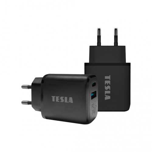 TESLA Power Charger T220 - duální rychlonabíječka 25 W PD 3.0/PPS (černá barva)