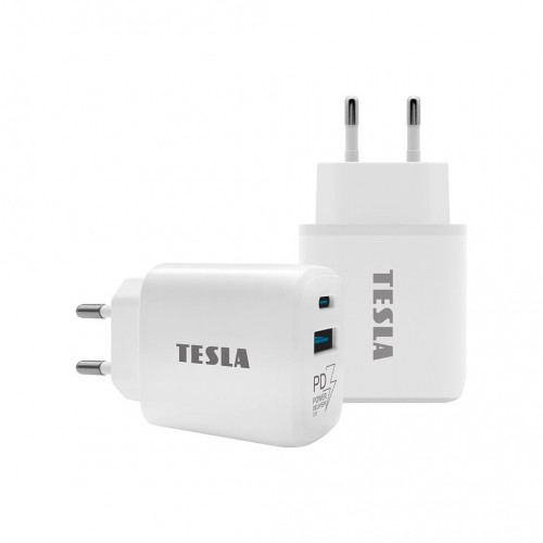 TESLA Power Charger T220 - duální rychlonabíječka 25 W PD 3.0/PPS (bílá barva)