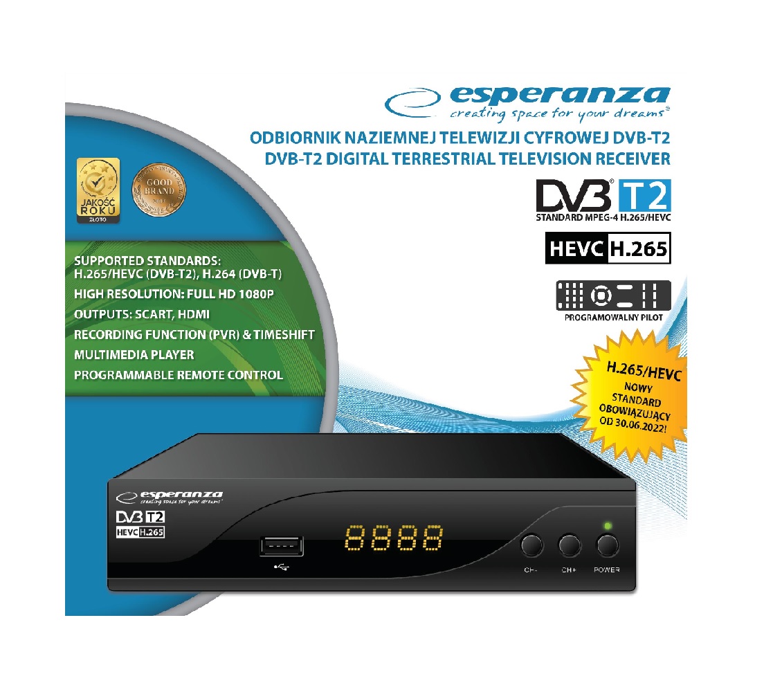 Esperanza EV105P DVB-T2 přijímač