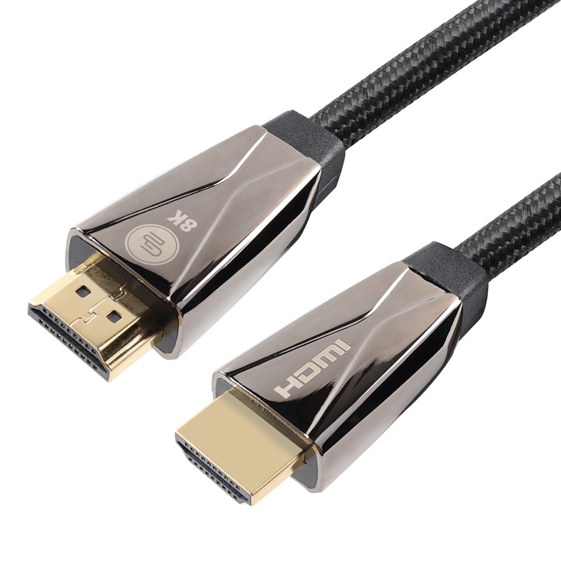 Kabel GoGEN HDMI 2.1 / 8K UHD, 2m, pozlacený, opletený, černý