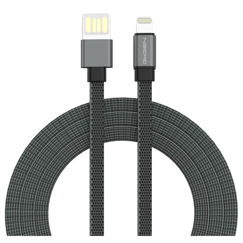 GOGEN Kabel GoGEN USB-A / Lightning, 1m, oboustranný, plochý, šedý