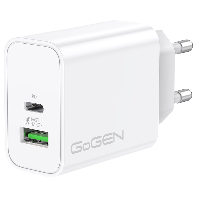 GOGEN Nabíječka do sítě GoGEN ACHPD230, 1xUSB-C PD, 1x USB-A, 30W - bílá