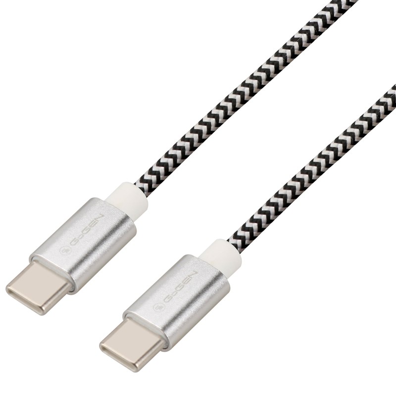 GOGEN Kabel GoGEN USB-C / USB-C, 2m, opletený - stříbrný