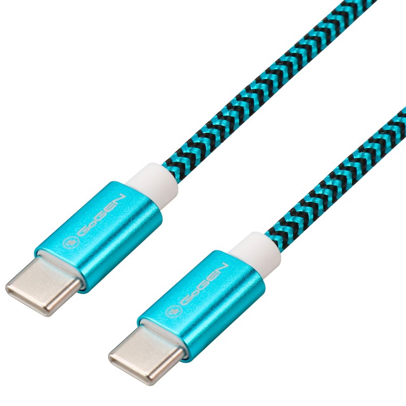 Kabel GoGEN USB-C / USB-C, 1m, opletený - modrý