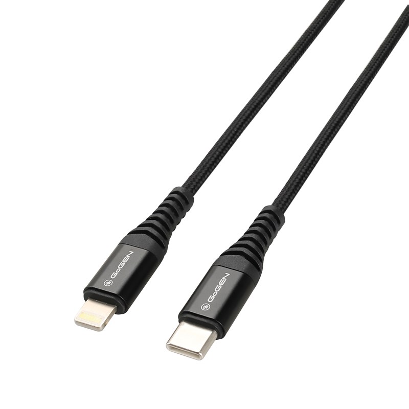 GOGEN Kabel GoGEN USB-C / Lightning, 2m, opletený, černý