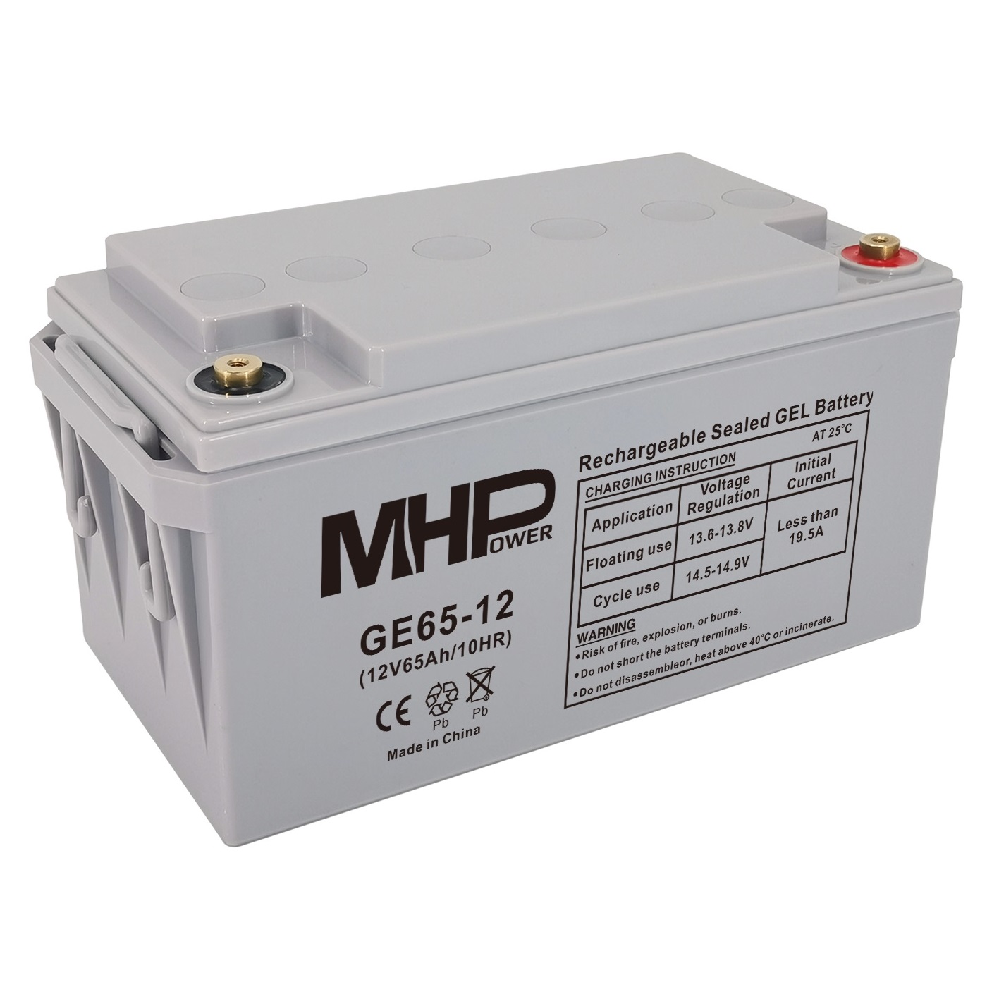 MHPOWER Baterie MHPower GE65-12 GEL, 12V/65Ah, T1-M6, Deep Cycle