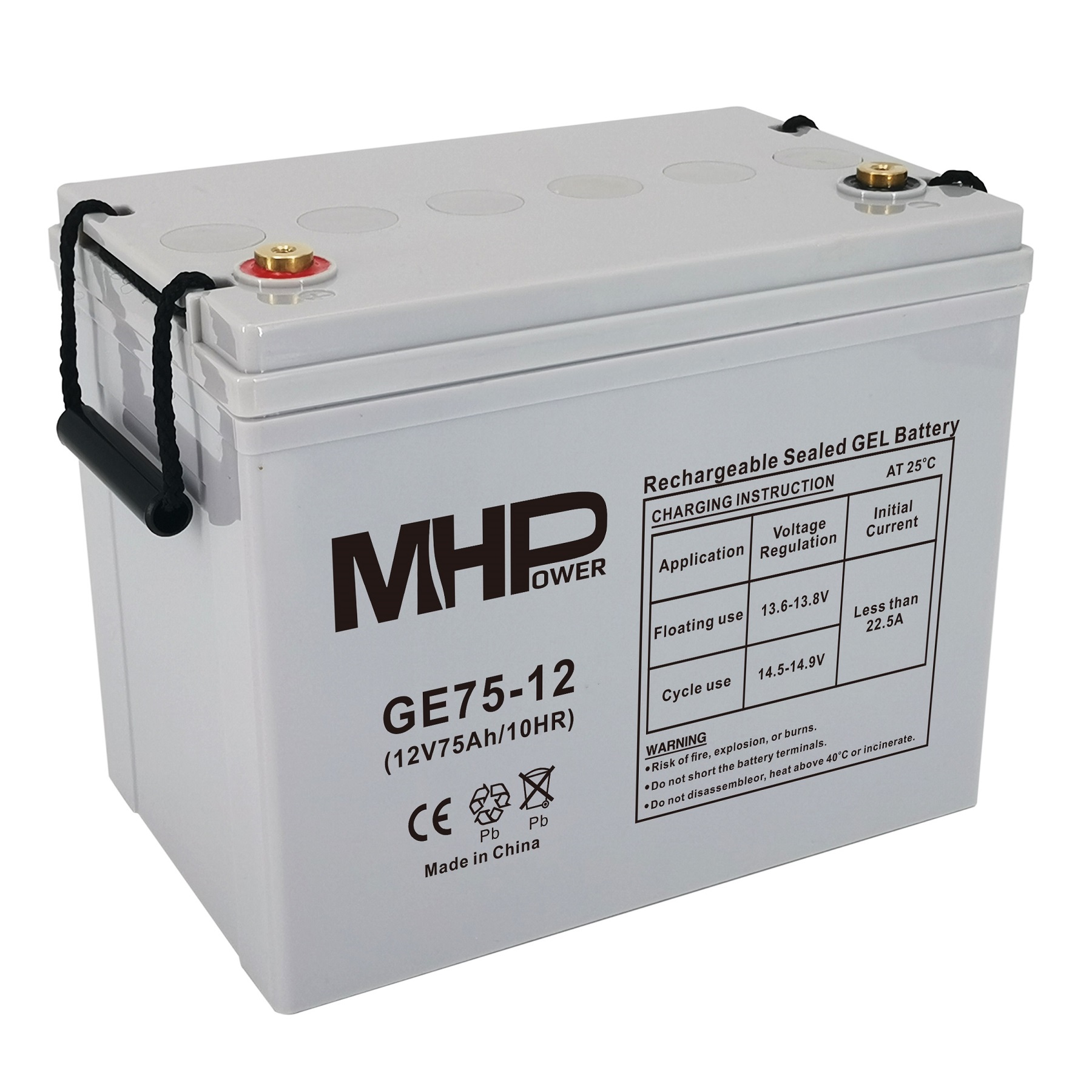 MHPOWER Baterie MHPower GE75-12 GEL, 12V/75Ah, T1-M6, Deep Cycle