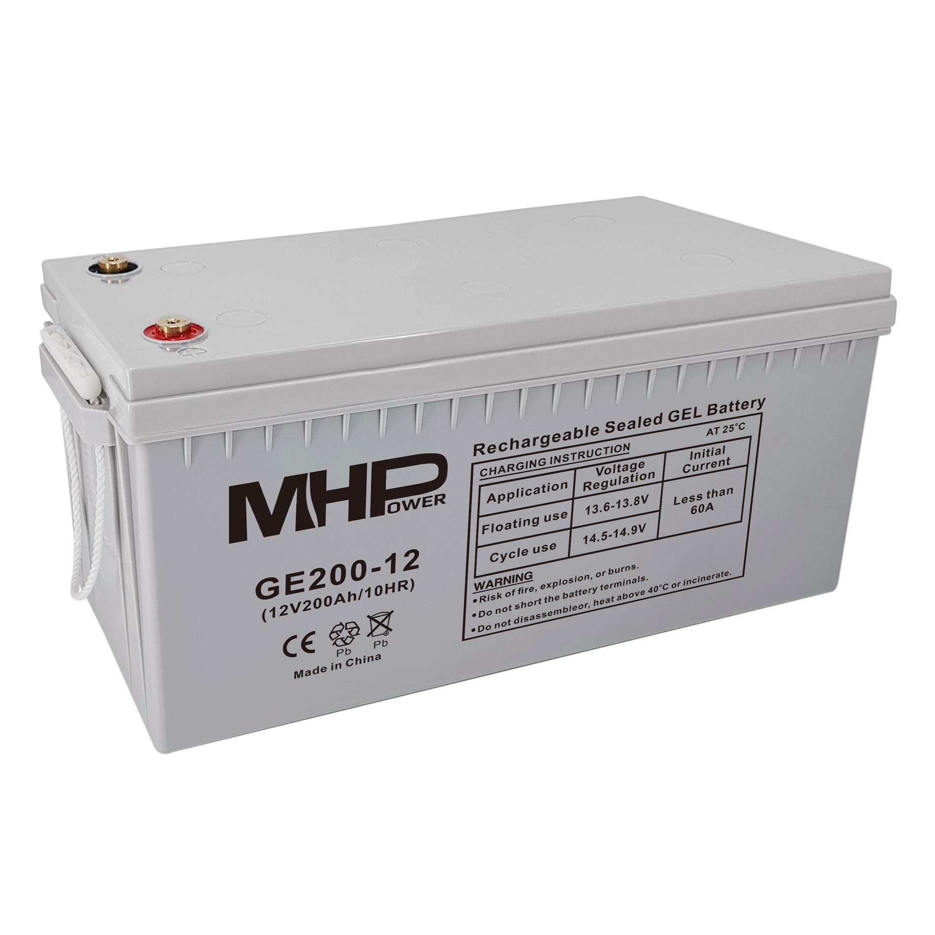 MHPOWER Baterie MHPower GE200-12 GEL, 12V/200Ah, T3-M8, Deep Cycle
