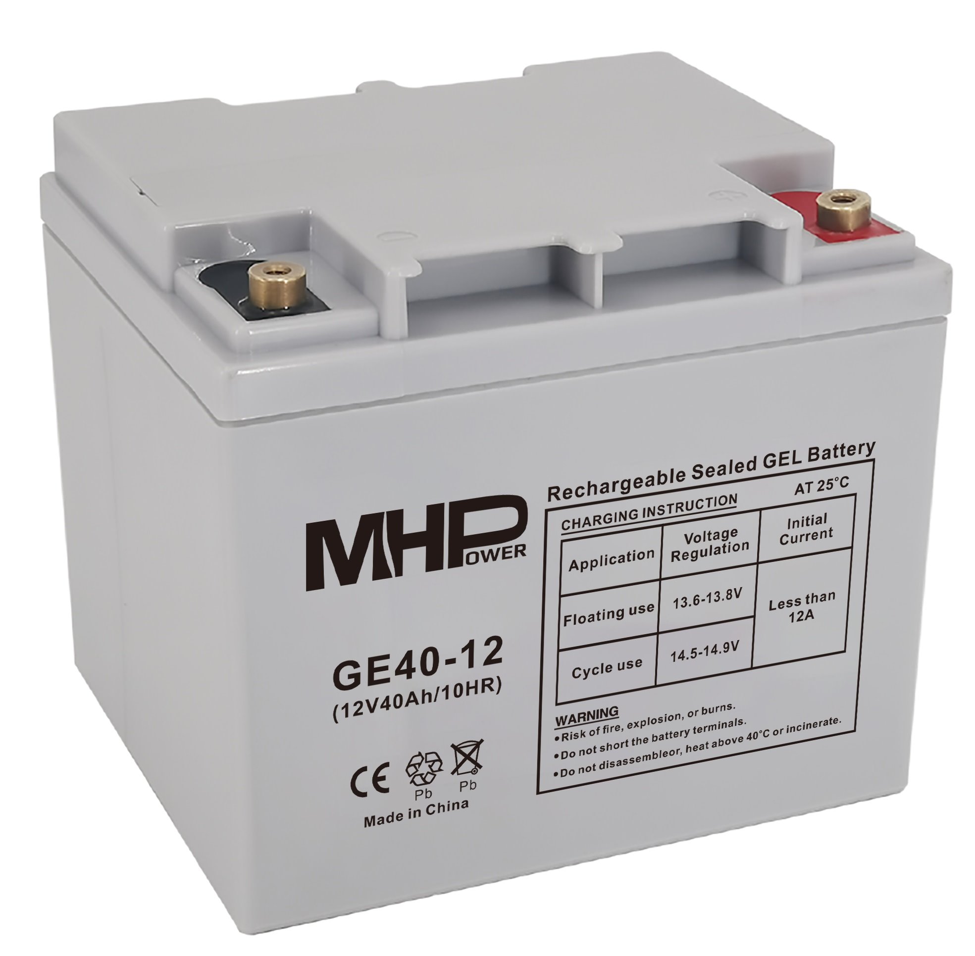 MHPOWER Baterie MHPower GE40-12 GEL, 12V/40Ah, T1-M6, Deep Cycle