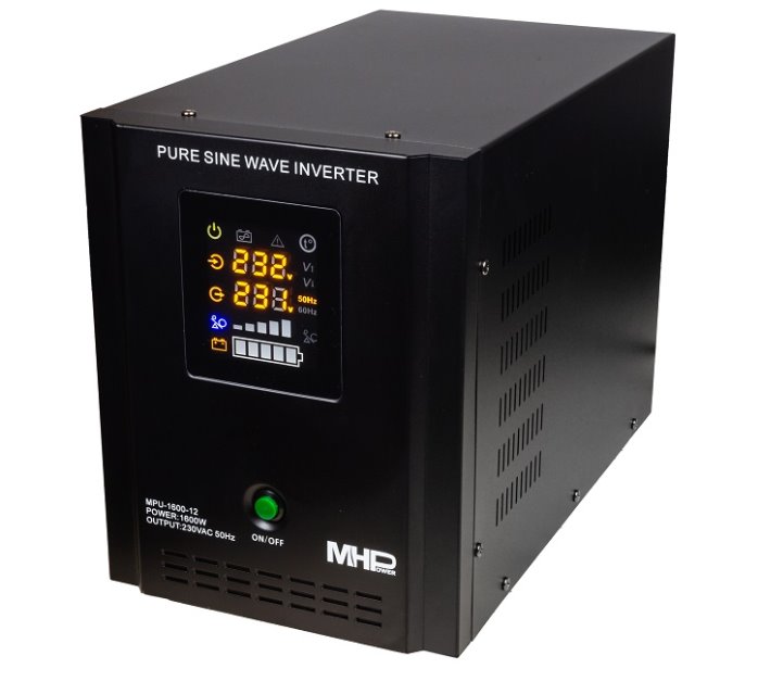 MHPOWER Napěťový měnič MHPower MPU-1600-12 12V/230V, 1600W, funkce UPS, čistý sinus