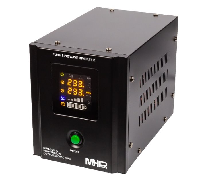 MHPOWER Napěťový měnič MHPower MPU-300-12 12V/230V, 300W, funkce UPS, čistý sinus