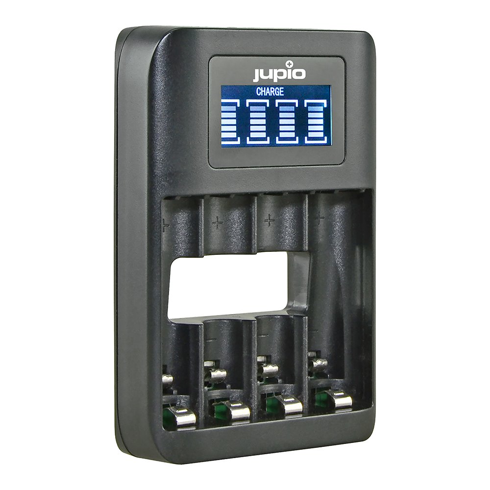 JUPIO Nabíječka Jupio USB 4-slots Battery Fast Charger LCD pro 1 až 4ks AA/ AAA baterií
