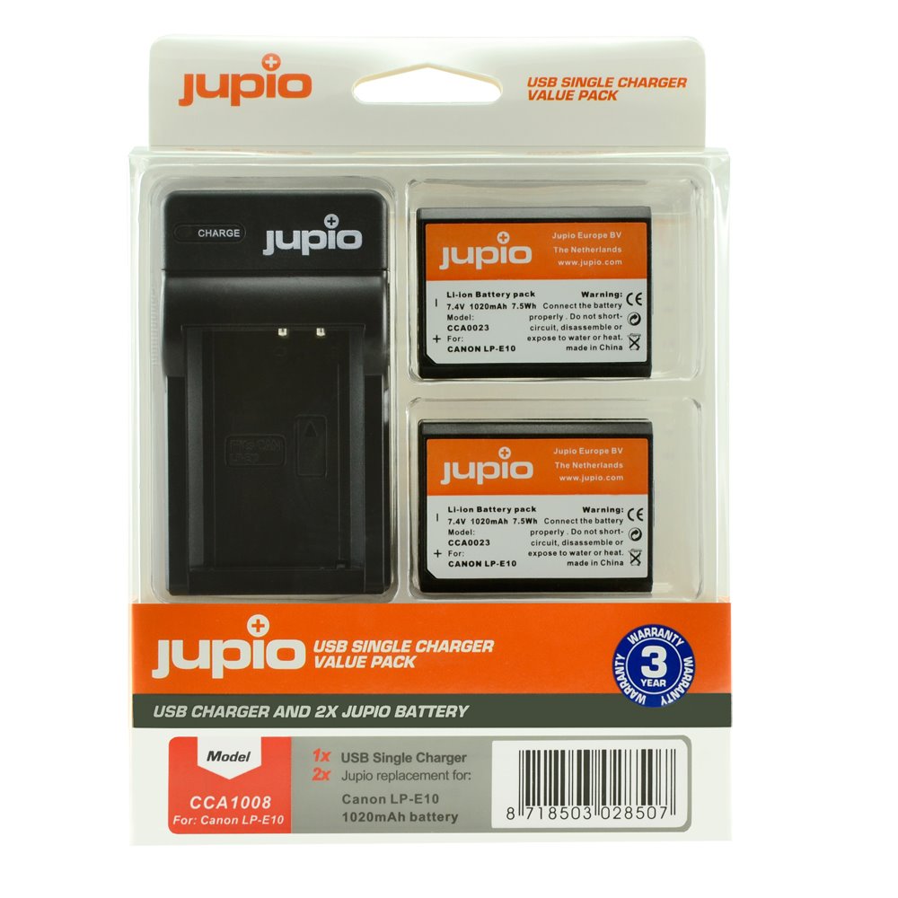 JUPIO Set Jupio 2x LP-E10 1020 mAh + USB nabíječka