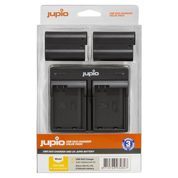 JUPIO Set Jupio 2ks baterií EN-EL15C 2100 mAh a duální nabíječky pro Nikon